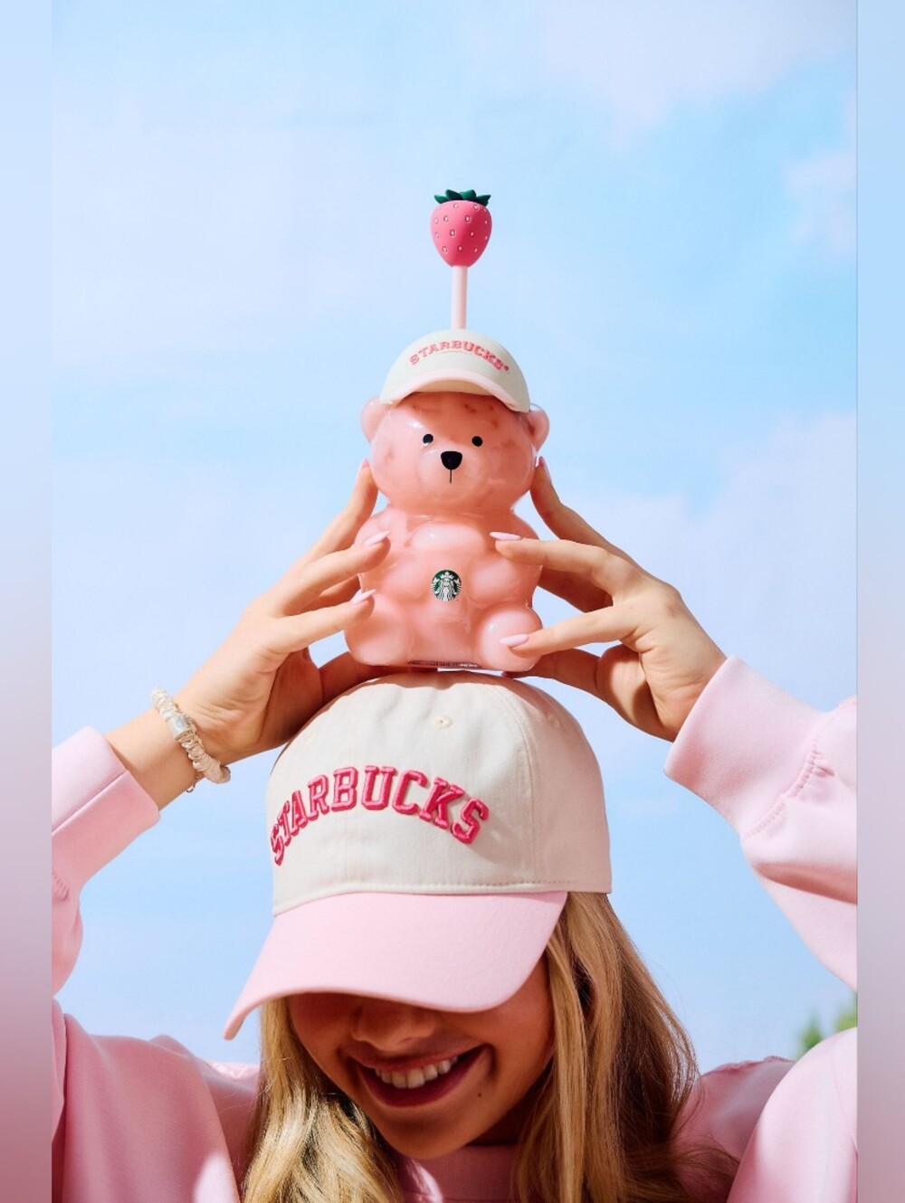 Starbucks Authenic Pink Bearista Glass Cold Cup